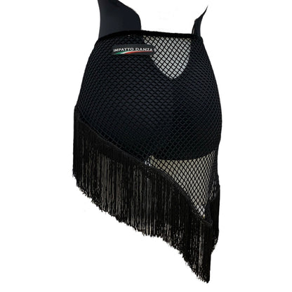 Gonna-foulard-nera-rete-frange-danze-latine-movimento
