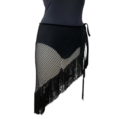 Gonna-foulard-nera-rete-frange-danze-latine-movimento