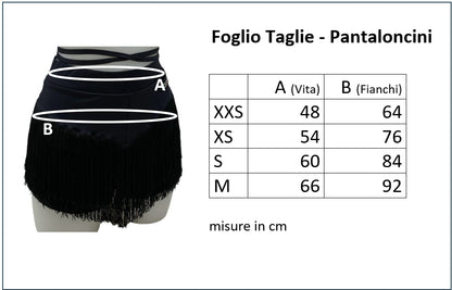 Pantaloncini Danza con Frange in Tessuto Italiano – Comfort e Dinamismo XXS-M