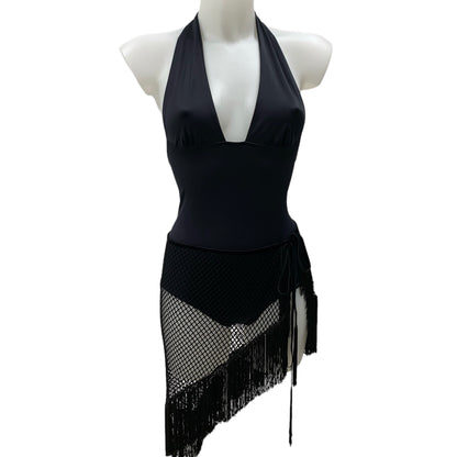 Gonna-foulard-nera-rete-frange-danze-latine-movimento